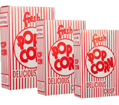 Red and white close Top Popcorn Boxes