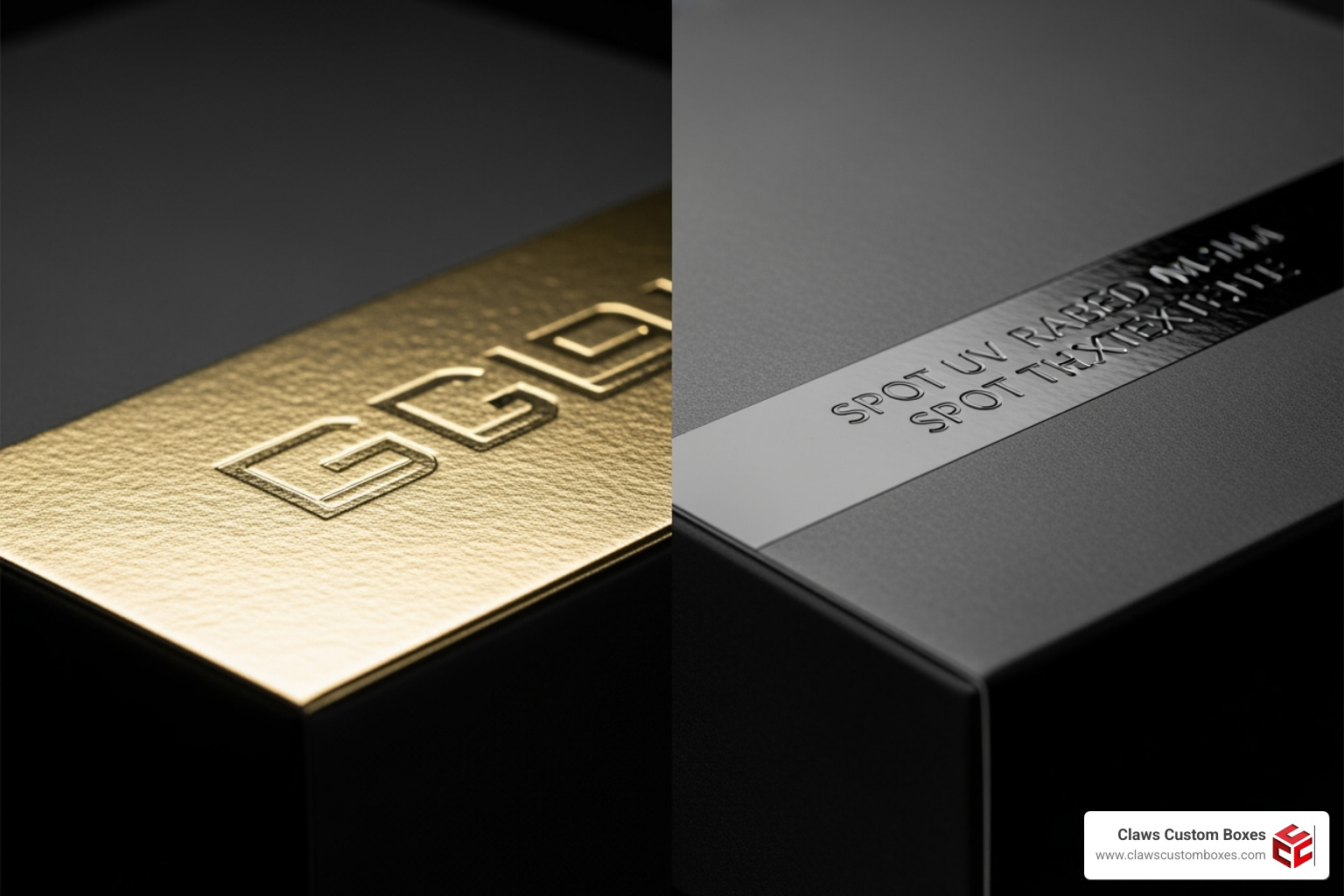 foil stamping vs spot UV premium custom packaging
