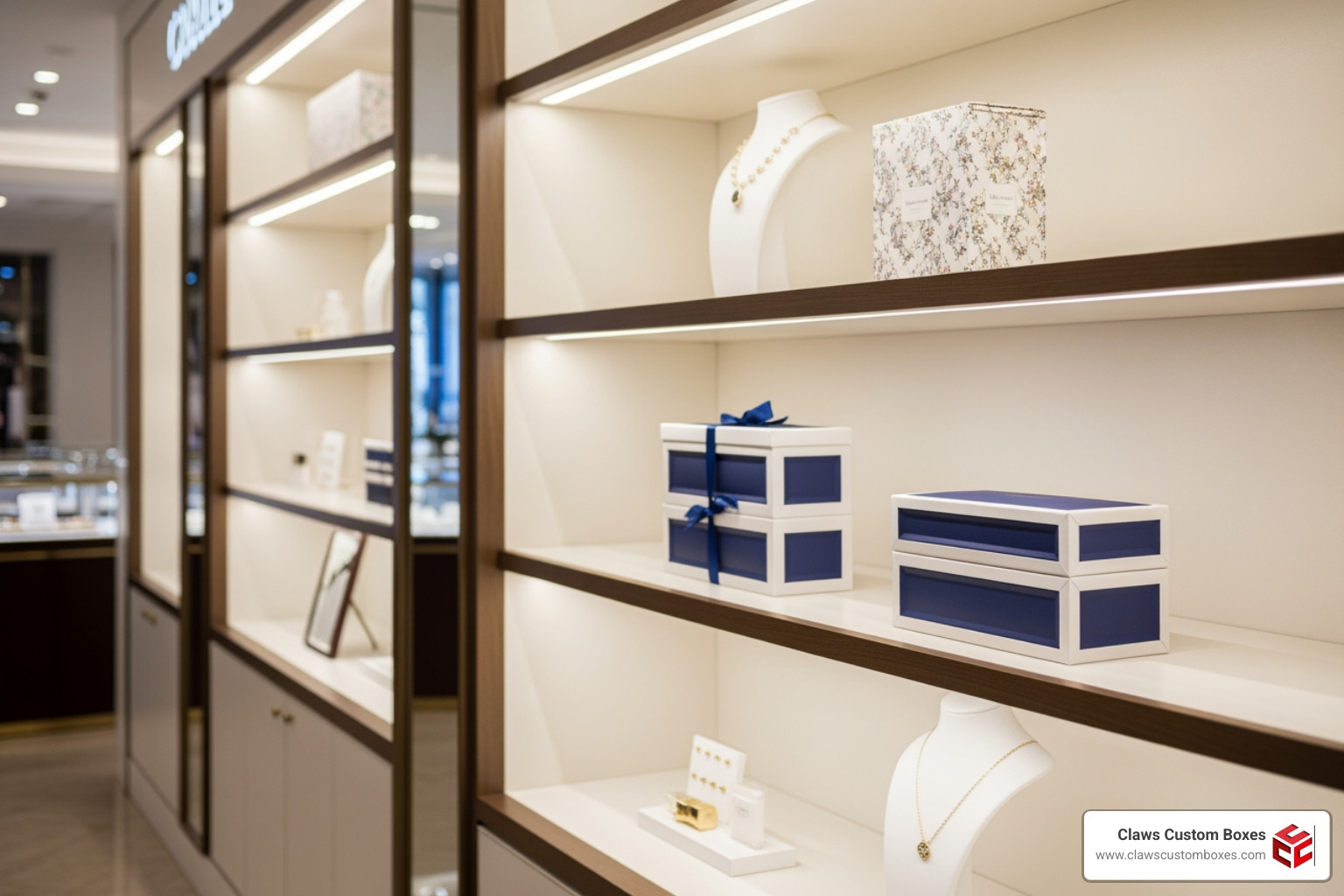 collapsible rigid boxes luxury retail setting