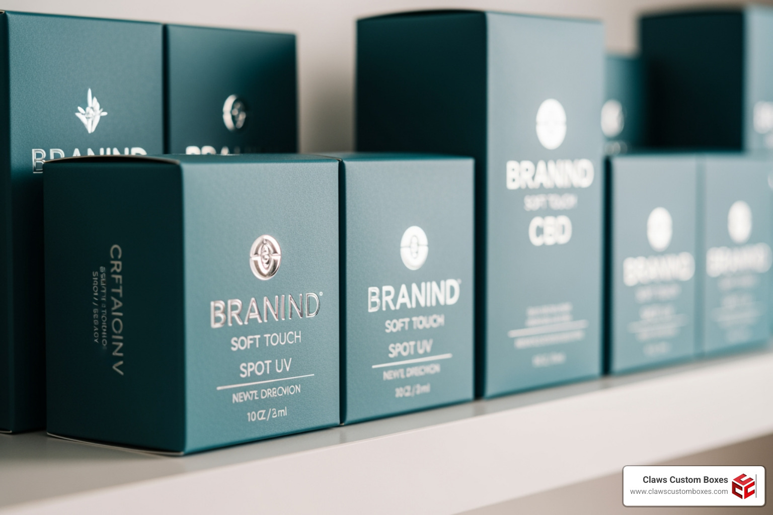 soft-touch finish spot UV custom printed CBD boxes premium packaging